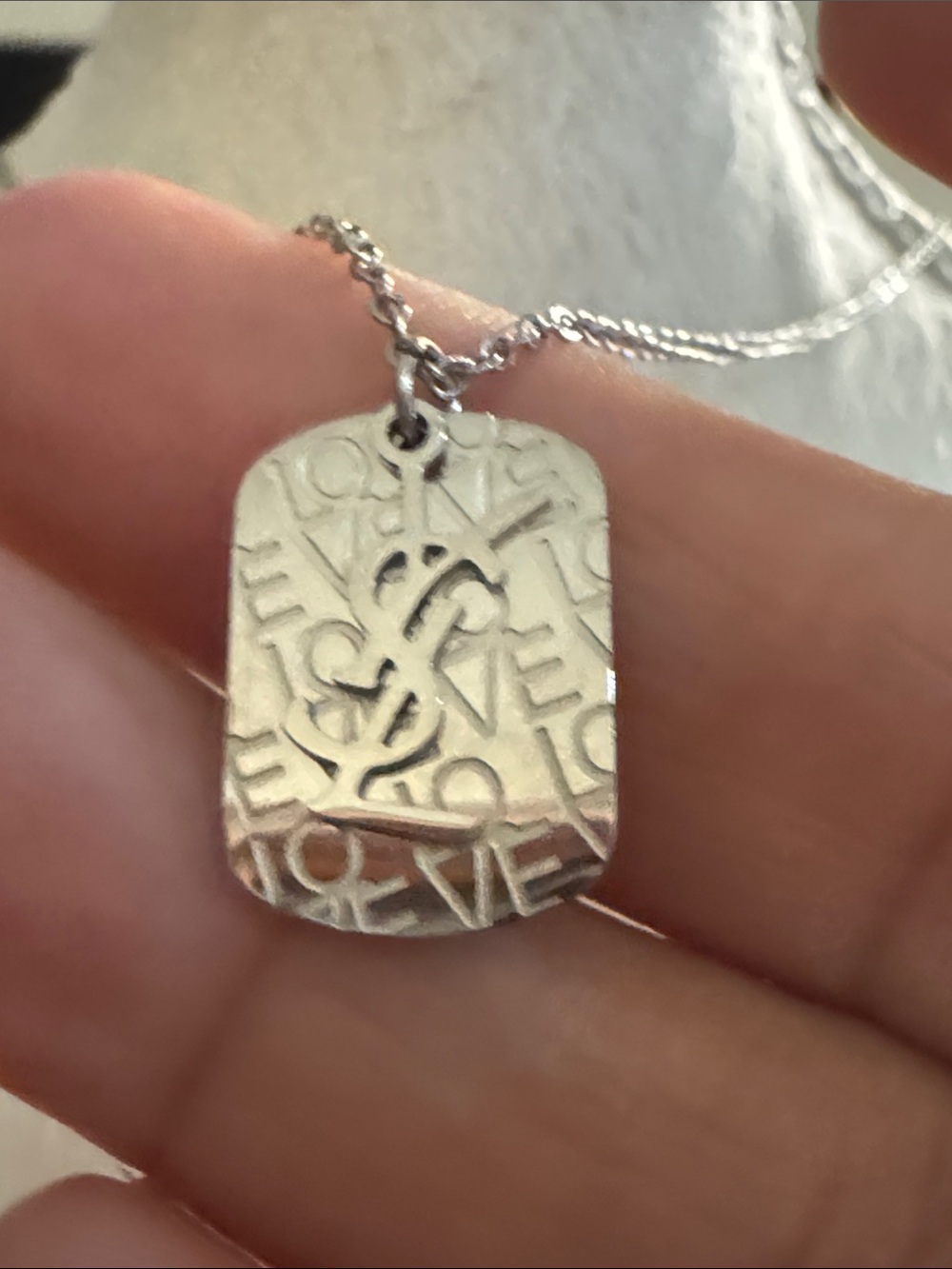 Sterling Silver Layered Love Pendant Necklace - Silver